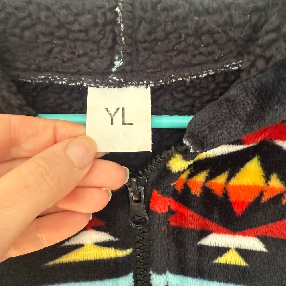 Southwestern/Aztec Print Colorful Patterned Fleece Jacket Unisex Size Large - Picture 4 of 7